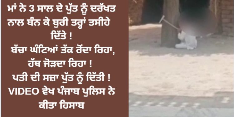 ਇਹ ਕਿਵੇ ਦੀ ਪੰਜਾਬੀ ਮਾਂ ! 3 ਸਾਲ ਦੇ ਪੁੱਤ ਨੂੰ ਦਰੱਖਤ ਨਾਲ ਬੰਨ ਕੀਤੀ ਇਹ ਹਰਕਤ !
