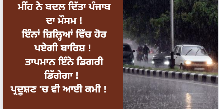 ਮੀਂਹ ਨੇ ਬਦਲ ਦਿੱਤਾ ਪੰਜਾਬ ਦਾ ਮੌਸਮ !