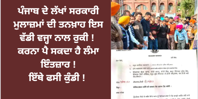 ਪੰਜਾਬ ਦੇ ਲੱਖਾਂ ਸਰਕਾਰੀ ਮੁਲਾਜ਼ਮਾਂ ਦੀ ਤਨਖ਼ਾਹ ਇਸ ਵੱਡੀ ਵਜ੍ਹਾ ਨਾਲ ਰੁਕੀ !