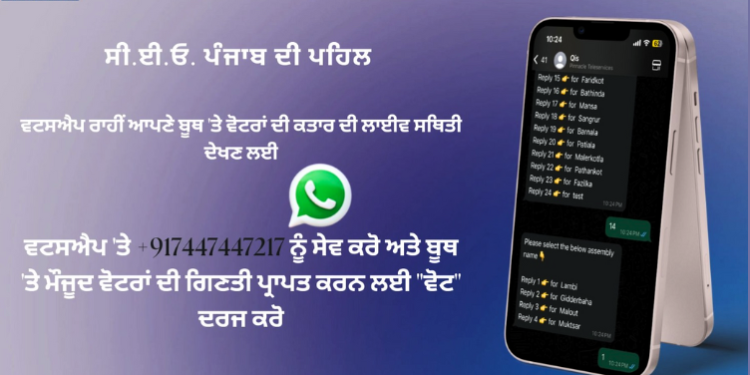 ਹੁਣ ਪੋਲਿੰਗ ਬੂਥ ’ਤੇ ਲੱਗੀਆਂ ਕਤਾਰਾਂ ਬਾਰੇ ਘਰ ਬੈਠੇ ਜਾਣੋ! ਚੋਣ ਕਮਿਸ਼ਨ ਪੰਜਾਬ ਵੱਲੋਂ ‘ਵੋਟਰ ਕਿਊ ਇਨਫੋਰਮੇਸ਼ਨ ਸਿਸਟਮ’ ਜਾਰੀ